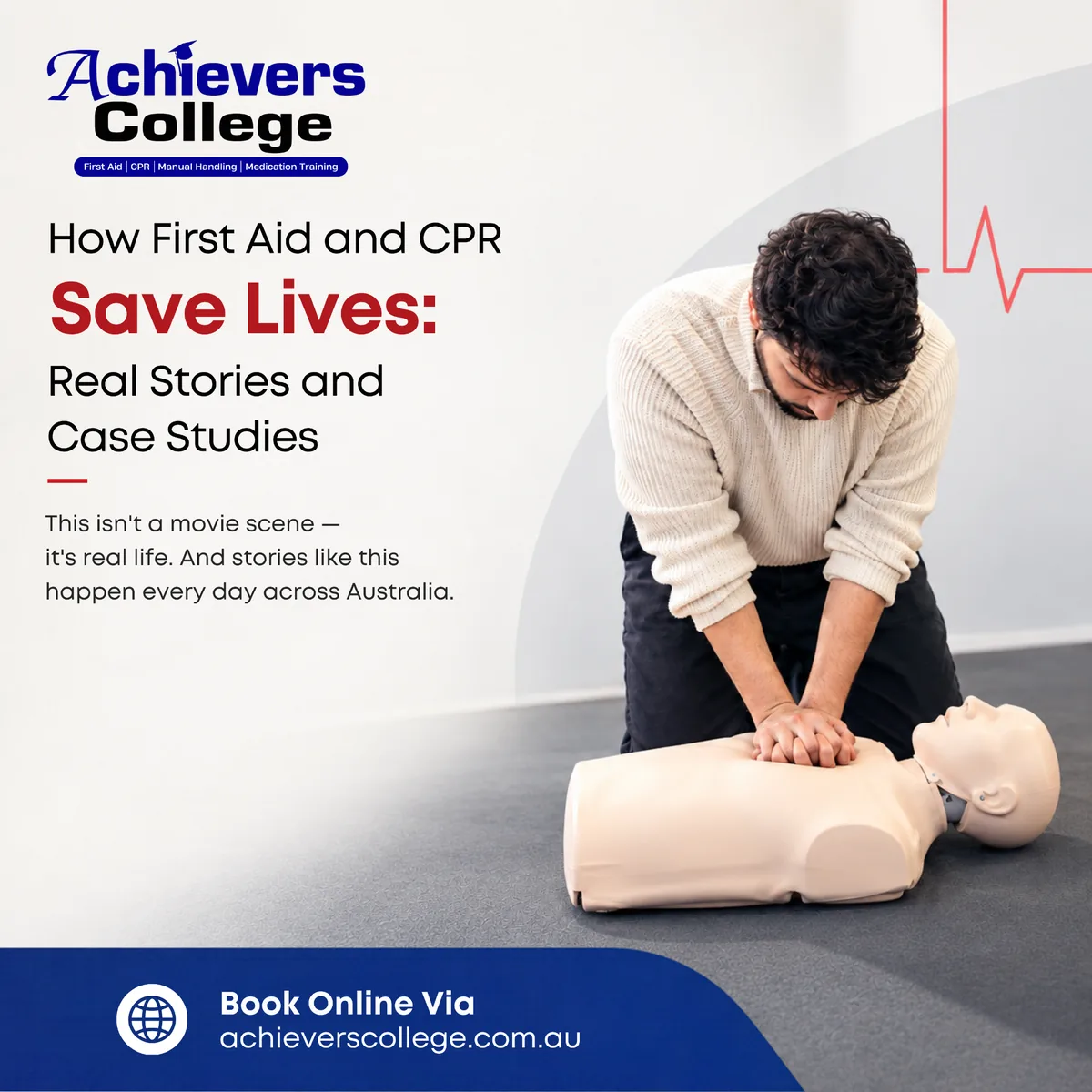 Person giving CPR to a collapsed adult in public, showing how first aid and CPR save lives
