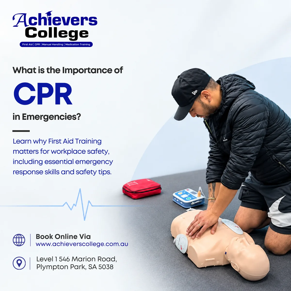 Bystander giving chest compressions while waiting for paramedics, showing the importance of CPR in emergencies