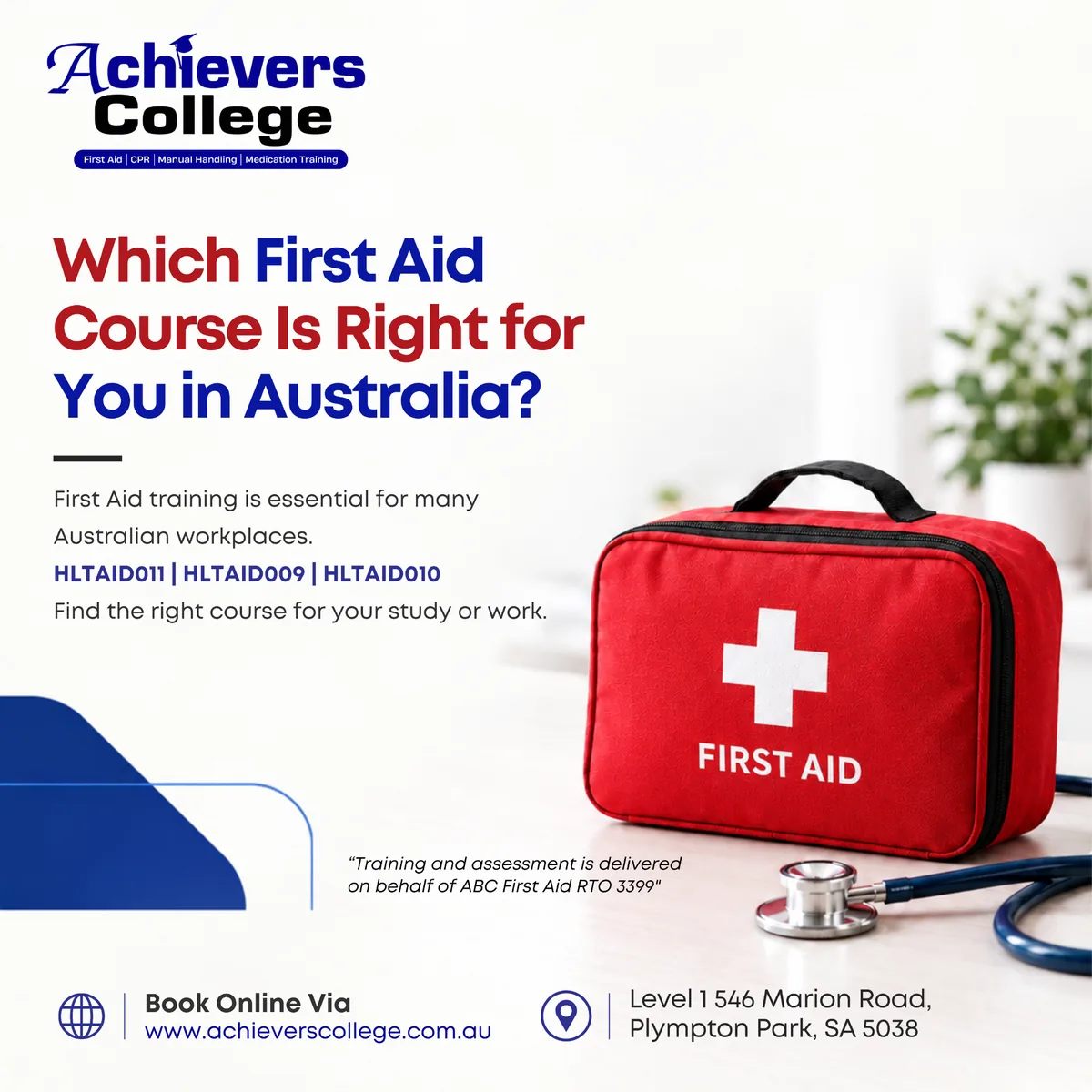 Comparison of HLTAID011, HLTAID009 and HLTAID010 to help choose which first aid course is right for you